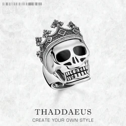 Skull King Signet Ring,Europe Fine Jewerly For Women,2022 Brand New Bohemia Lucky Gift In 925 Sterling Silver