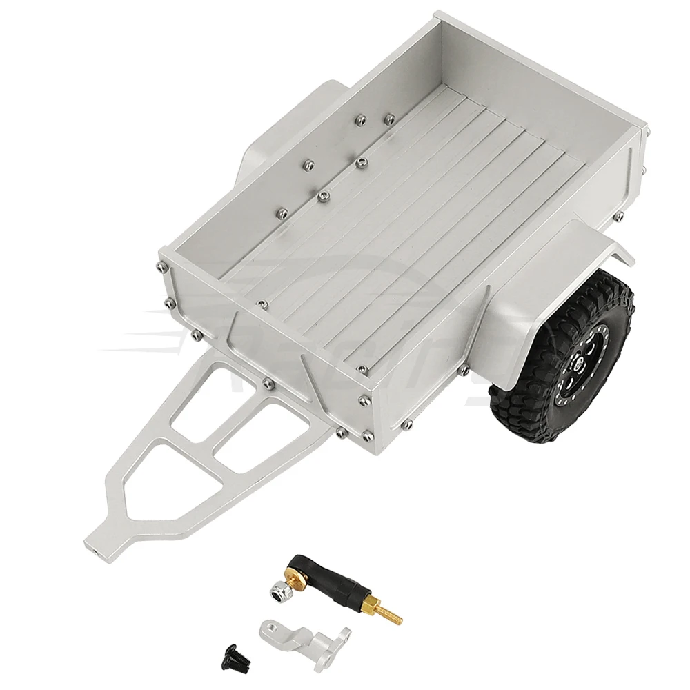 Aluminum Alloy Metal Utility Trailer Car with Hitch for TRX-4M TRX4M 1/18 RC Crawler Car Upgrade Parts