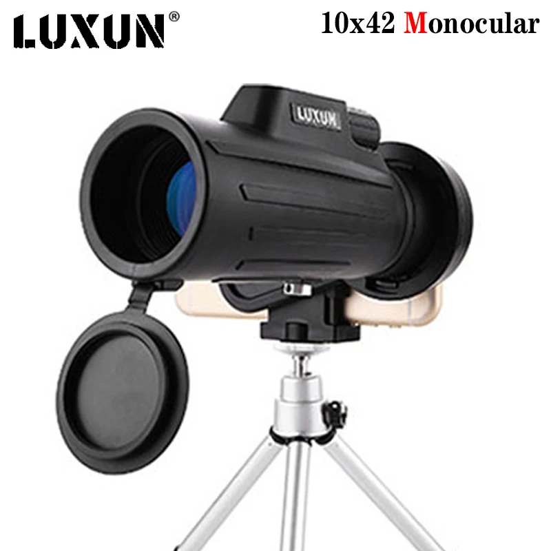 LUXUN 10X42 Monocular Telescope Bak4 Mini Monocular Binoculars FMC Spyglass Night Vision for Travel Hunting Camping Equipment