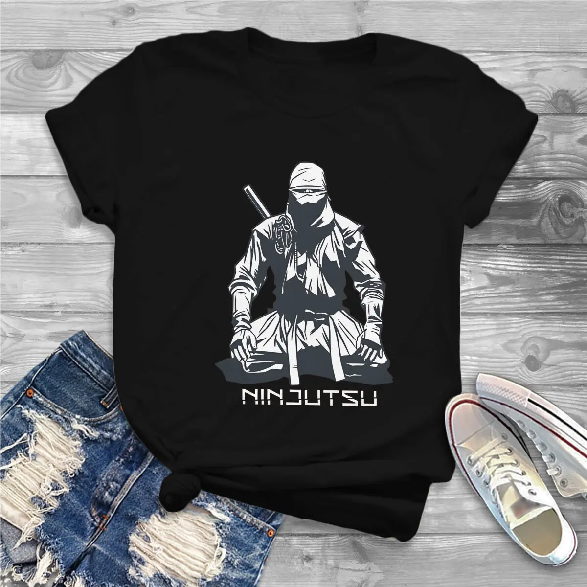 Ninja Japanese Ninjutsu Assassin Harajuku Polyester TShirt Ninja Ninjutsu Creative Streetwear Casual T Shirt Women