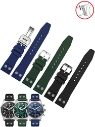 20mm 21mm 22mm Nature Soft Fluororubber FKM Rubber Watchband For IWC Strap Big Pilot Portofino TOP GUN Watch Band With Rivet