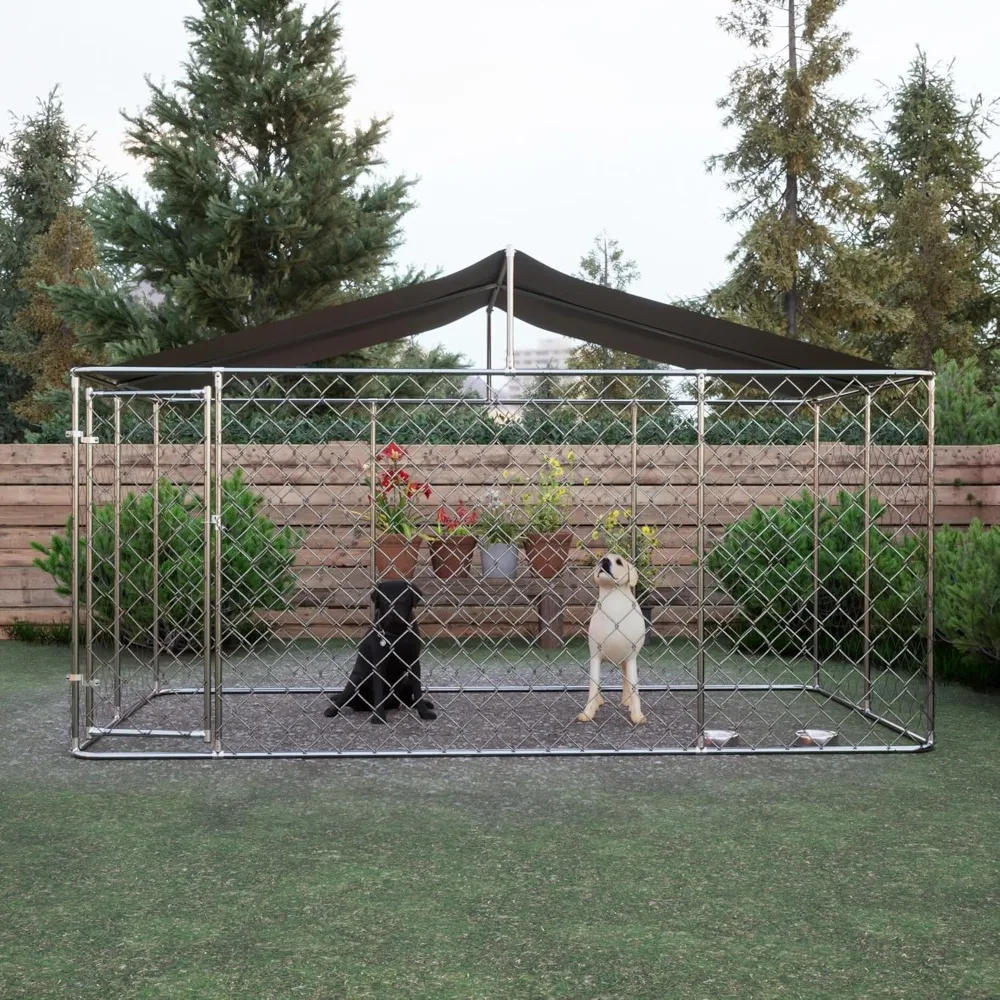 Large Dog Kennel with Roof Dog House Outside Dog Run Pen Heavy Duty Dogs Fence Puppy Exercise Pen DogCage 157