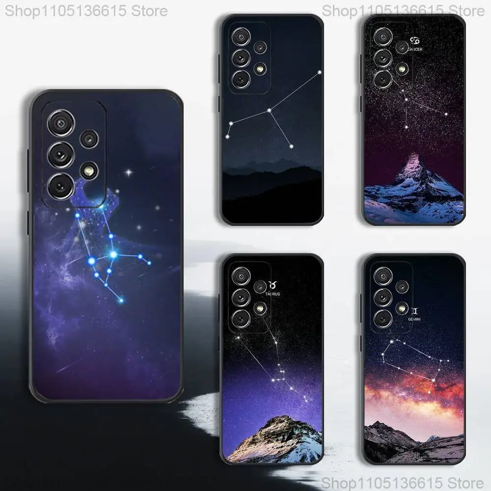 Constellation Art Twelve funda de teléfono para Samsung S25,S24,S23,S22,S21,S20,S10,Ultra,Plus,Lite,FE, funda negra de silicona suave