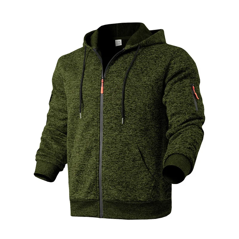 Amerikanischer Herren-Sweater aus schwerem Samt, Retro-Stil, mit kationischen Taschen, Kapuze und Reißverschluss, trendiger Sportpullover für Männer – Detail 24