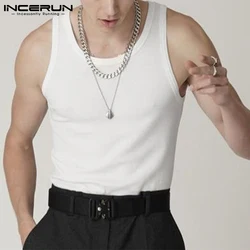 Men Tank Tops O-neck Sleeveless Solid Color 2023 Fitness Casual Men Clothing Breathable Streetwear Fashion Vests S-5XL INCERUN