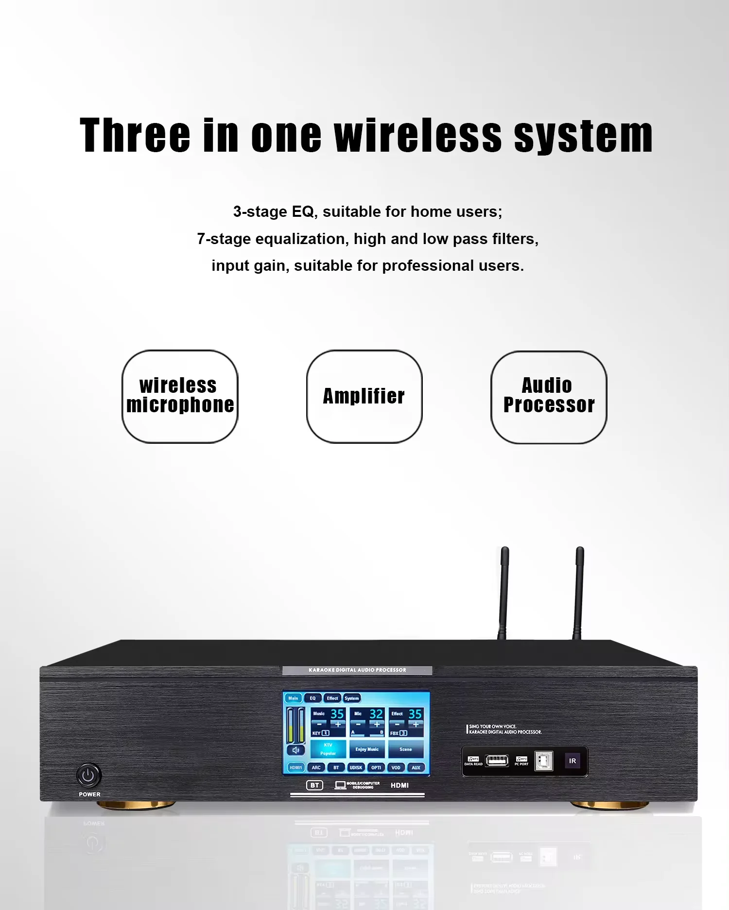 GAW-M680 600watt karaoke amplifier system three in one wireless microphone system for church theater multifunctional