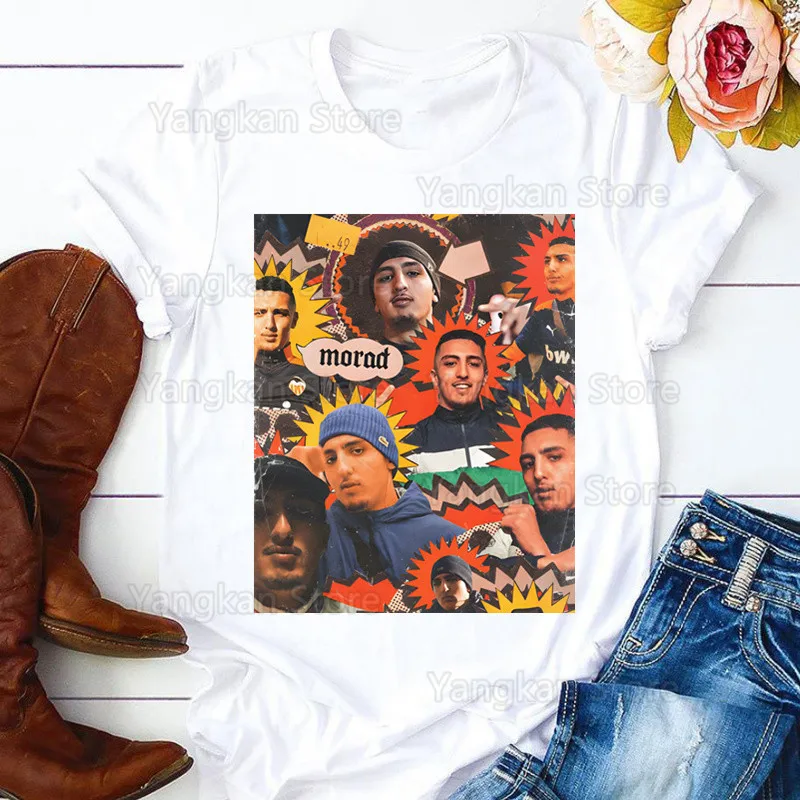 Rapper Jul Rien JUL Tchikita Camiseta Casual gola redonda camisa branca manga feminina camiseta gráfica