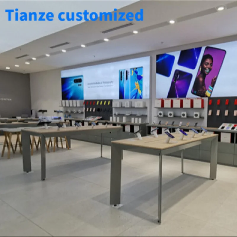 Diseño de decoración de tienda de teléfono móvil personalizado, Mostrador de mesa, muebles de exhibición de tienda minorista, teléfono móvil, (Personalizado)