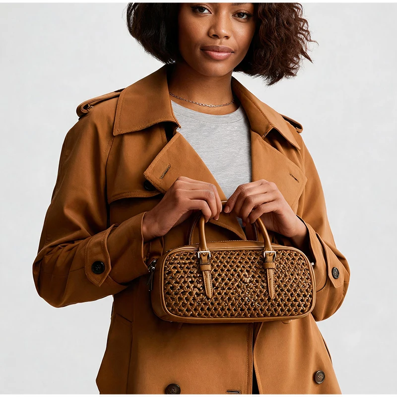 Designer Hollow Boston Bowling Umhängetasche, Vintage Handtasche mit Tragegriff für Damen, Leichte Vielseitige Tote Bag für den Arbeitsweg – Detail 5