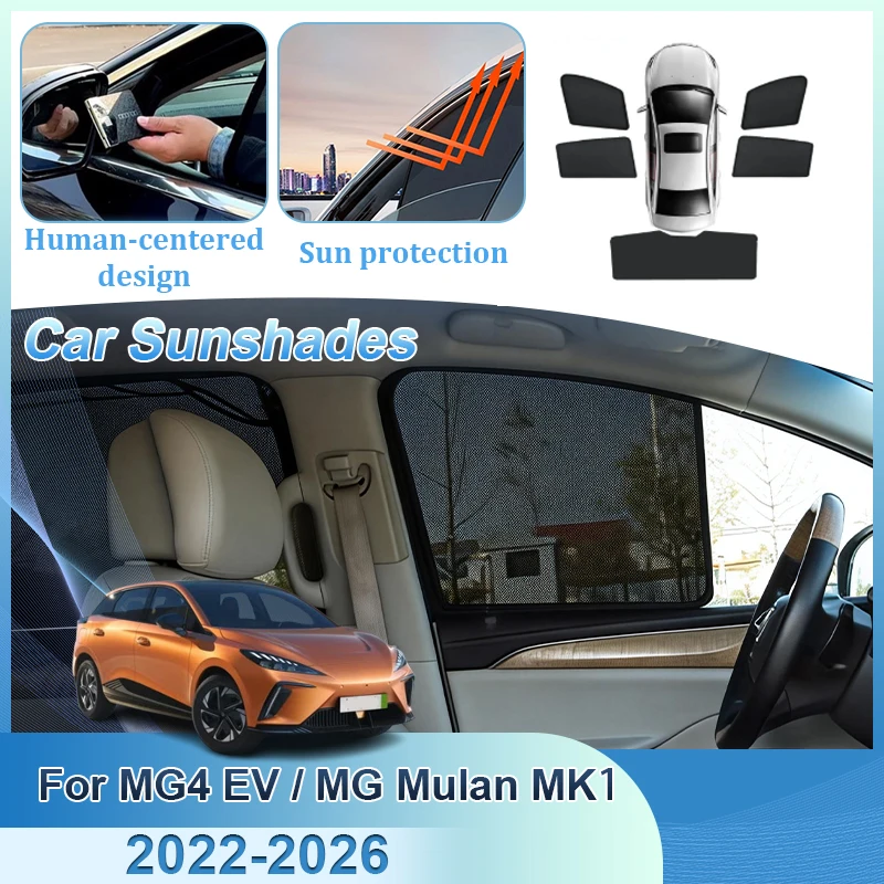 

For MG4 EV Accessories MG Mulan MK1 2022-2026 Auto Mesh Sunshades Magnetic Coverage Sun Visor Blocking Anti-UV Sunshade Tools