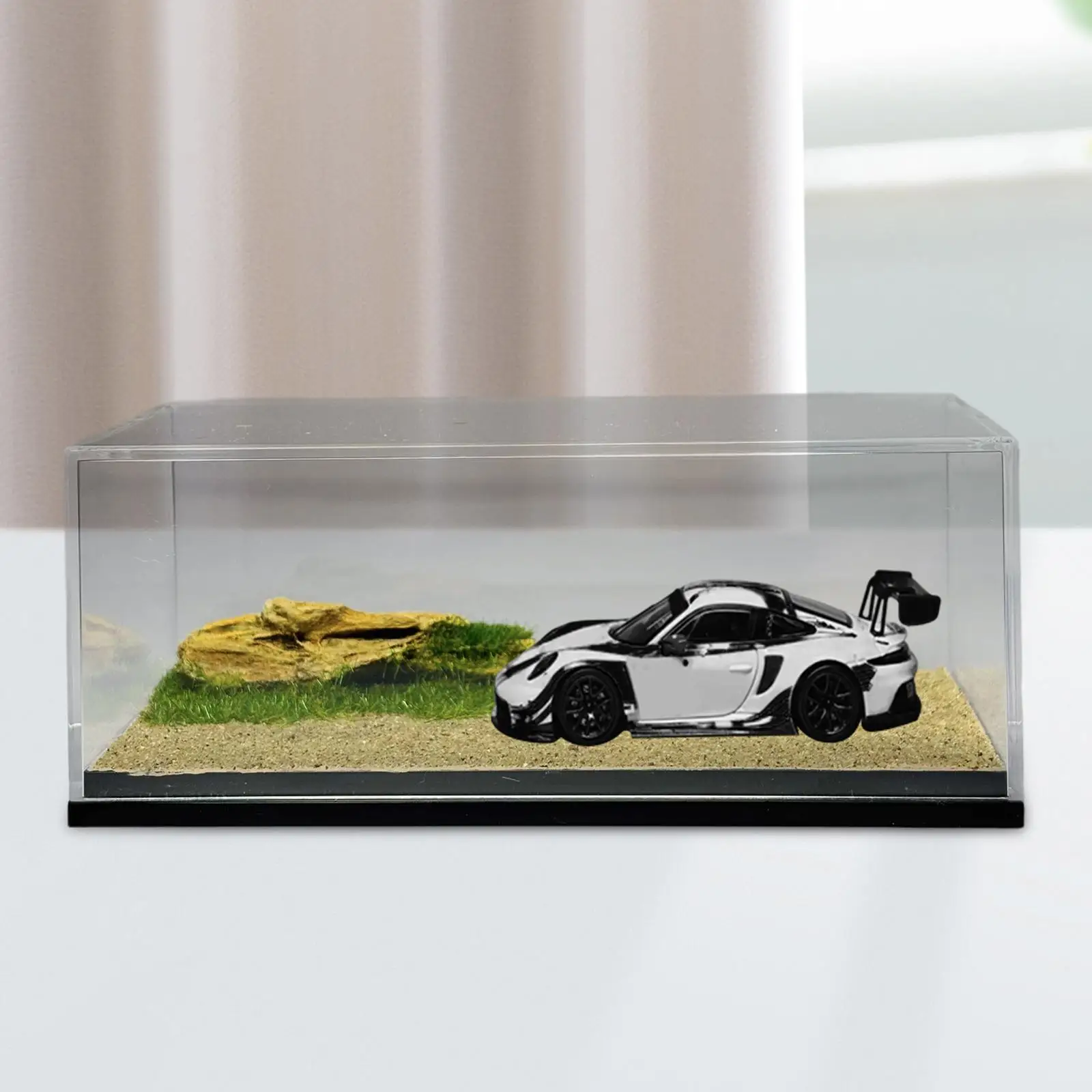 1/64スケールモデルカーディスプレイケース 車両ショーケース 家庭用オフィス用 合金カーモデルディスプレイボックス サンディワイルドネス収納ボックス
