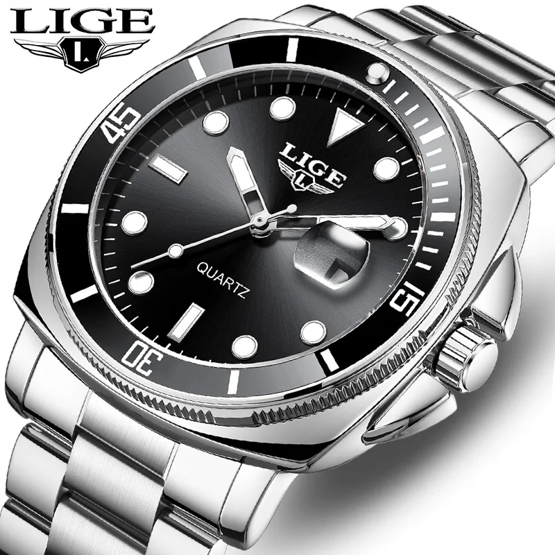 

LIGE квадратные часы мужские деловые повседневные наручные часы роскошные кварцевые часы с датой стальные часы для мужчин часы Relogios Masculino + коробка