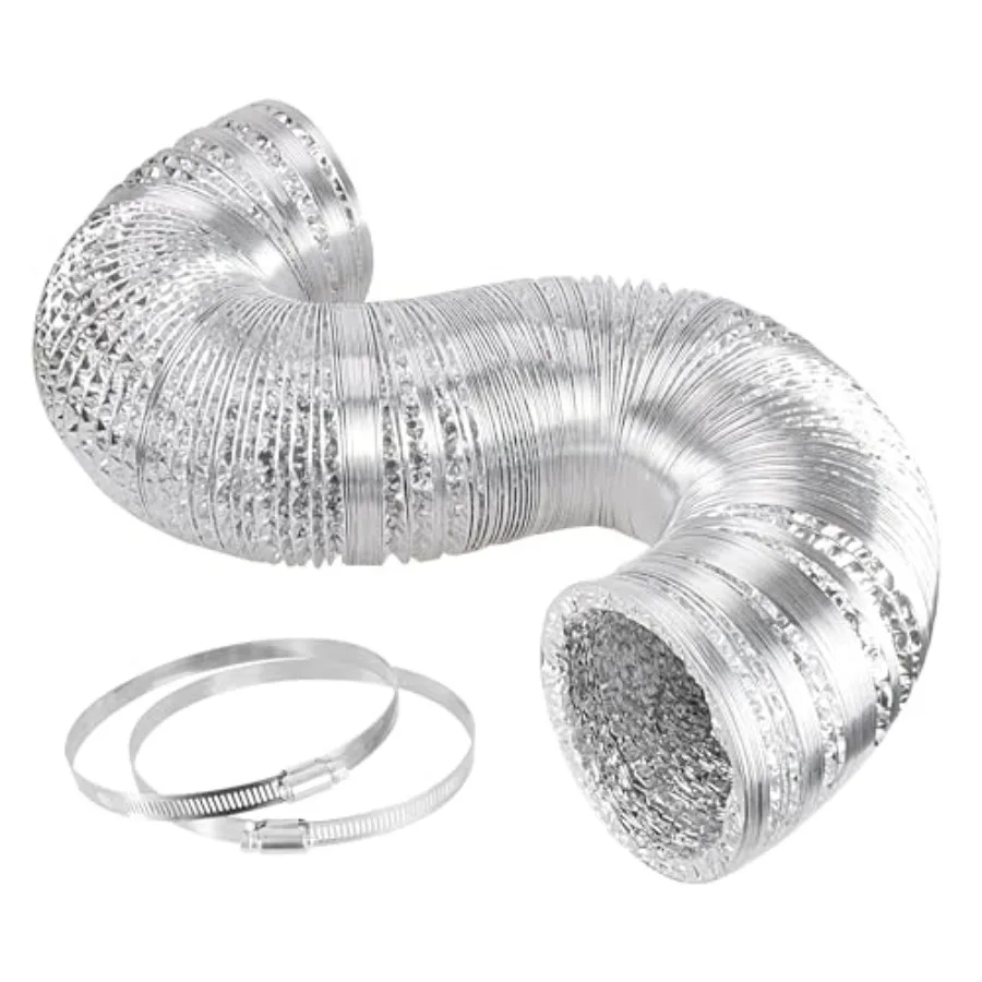 

HealSmart 10" 25 Feet Aluminum Flexible Non-Insulated with 2 Duct Clamps Dryer Vent Hose for Heating Cooling Ventilation and Ex