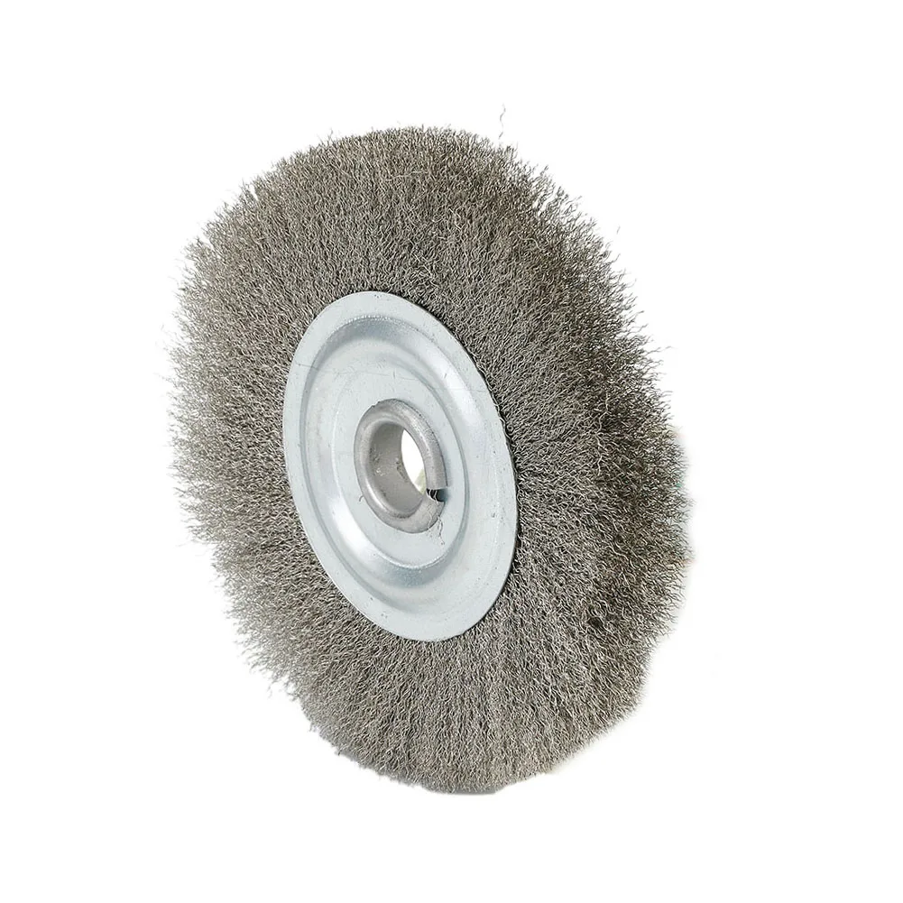 

5inch Crimped Stainless Steel Wire Wheel Brush Bench Grinder Abrasive 16mm Hole For Deburring Rust Scale And Carbon Removal