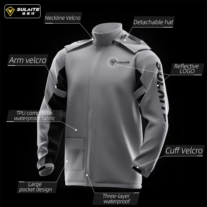 Sulaite Waterdichte Motorfiets Regenjas Pak Mannen Outdoor Regenkleding Vrouwen Jumpsuit Ultradunne Regenjas Fietsen Wandelen Beschermen