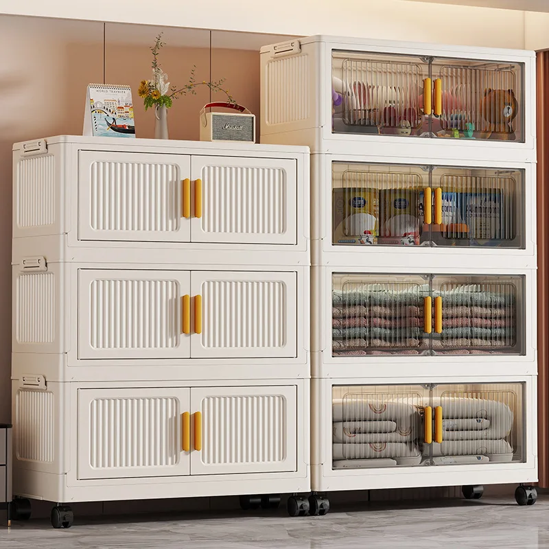 Foldable Storage Cabinet 40-80 cm Wide Multi-Tier Plastic Toy Organizer for Home Use No Assembly Required for Kids and Babies
