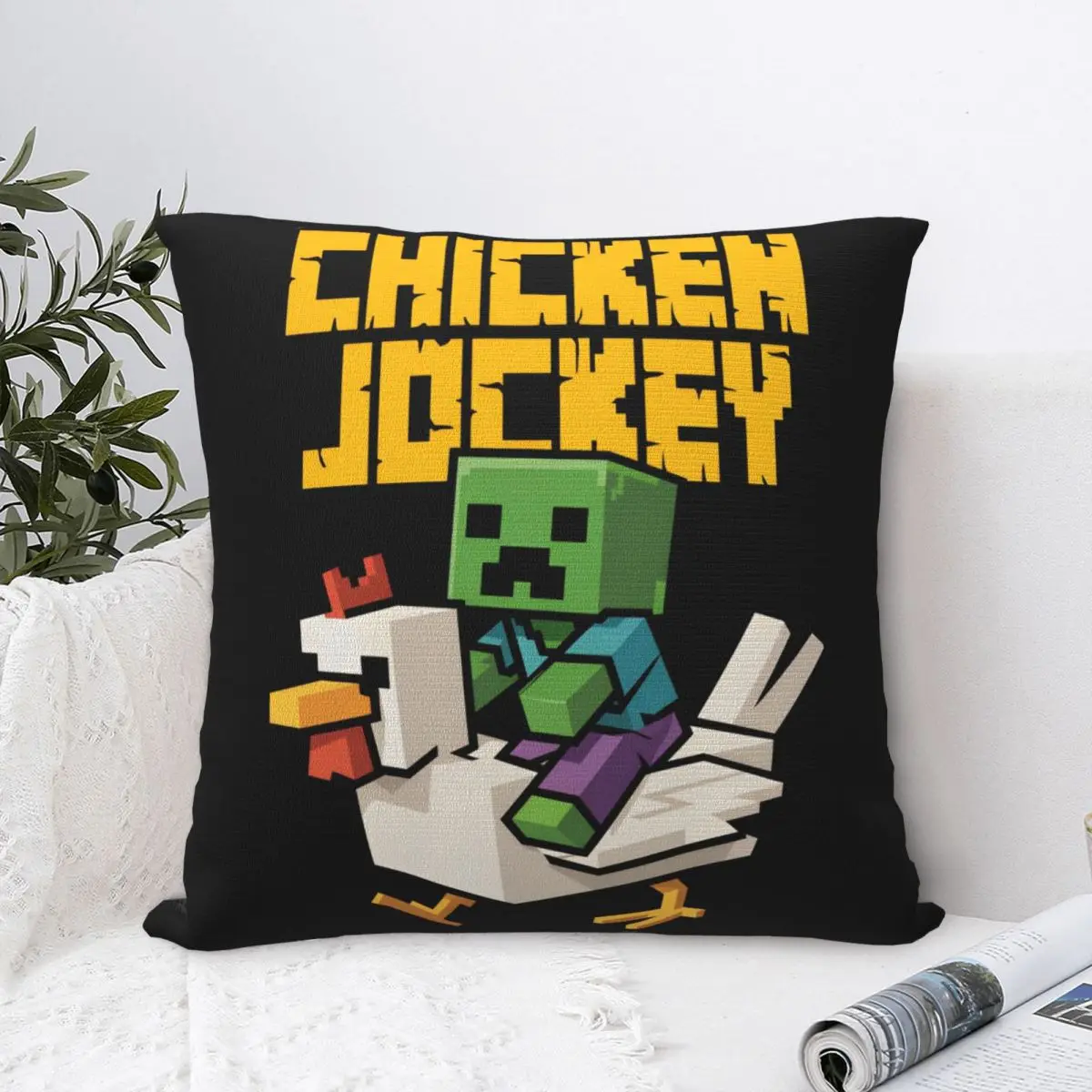 

Chicken Jockey Pillow Covers Polyester Living Room Zombie Game Cushion Case Creative Throw Pillow Case 40*40