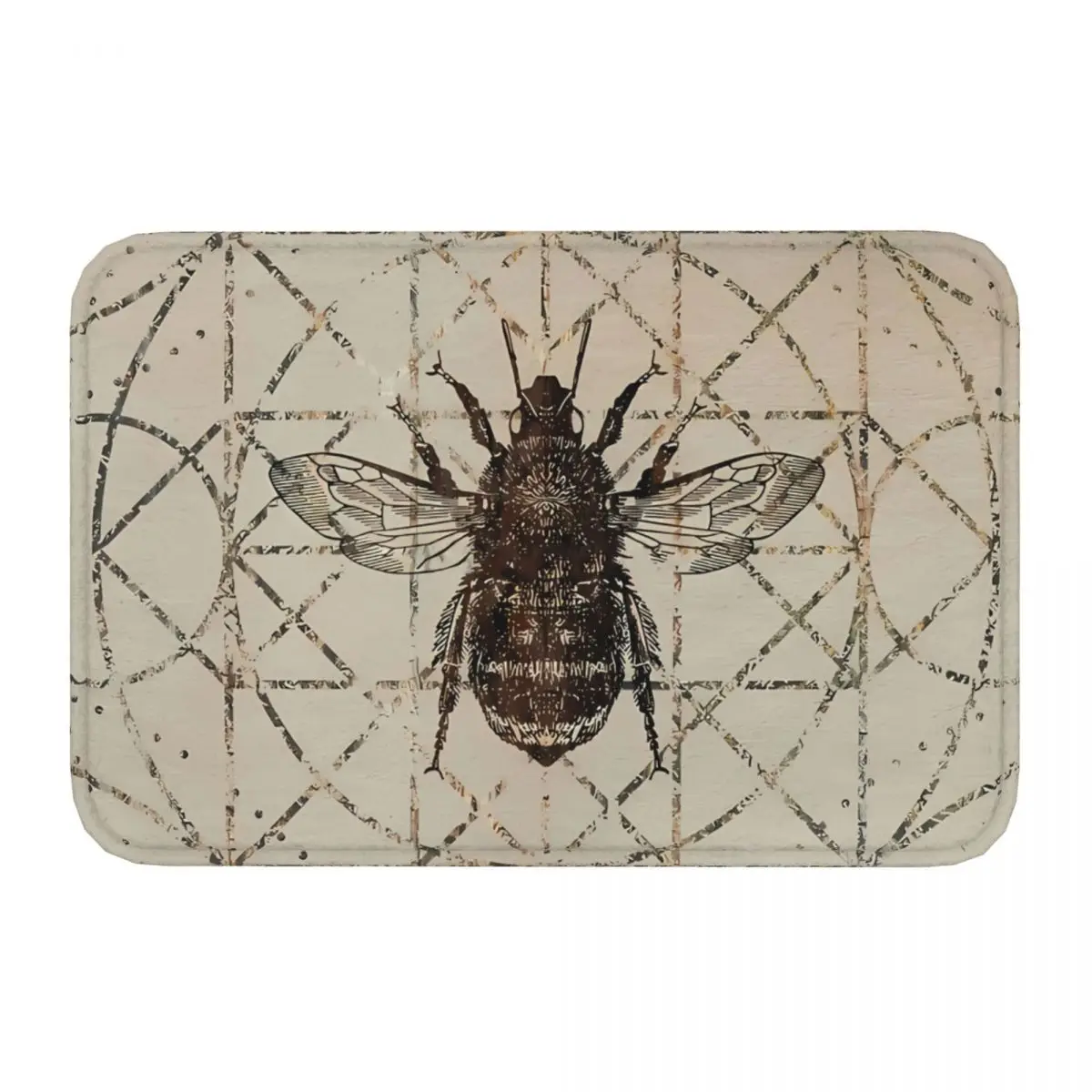 Bumble Bee On Sacred Geometry Pattern Ancient Egypt Digital Art Bathroom Mat Rug Home Doormat Living Room Carpet Decoration