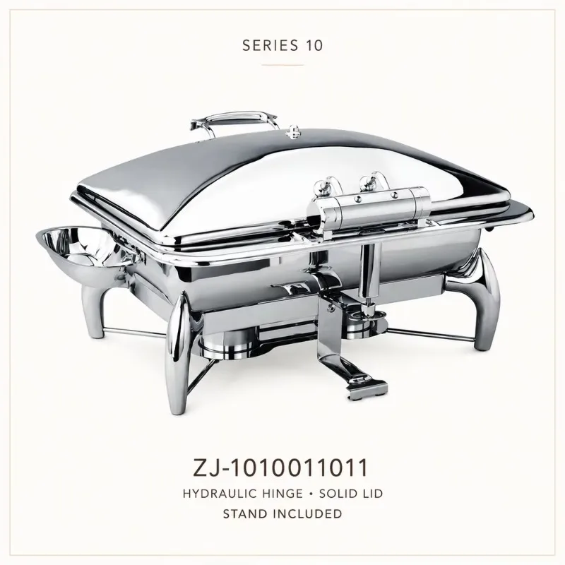 Full Size Removable Lid Induction Commercial Buffet Equipment Stainless Steel Food Warmer Hydraulic Chafing Dish