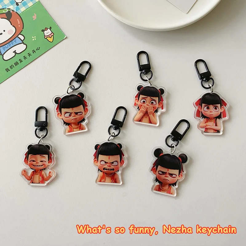 2D Nezha брелок с героями мультфильмов, аниме, акриловый брелок, прекрасная сумка, кулон, пара, держатель для ключей, украшение, сумка, аксессуары для ключей