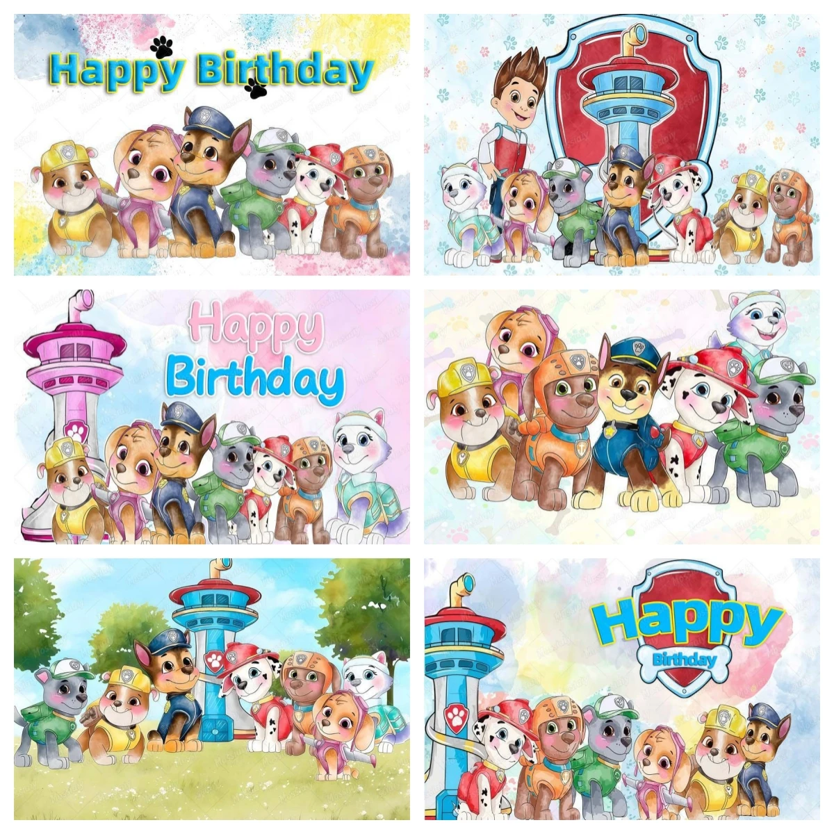 

Brave Dog Anime PAW Patrol Children's Birthday Party Decoration Photography Baby Bath Cake Smashing Background