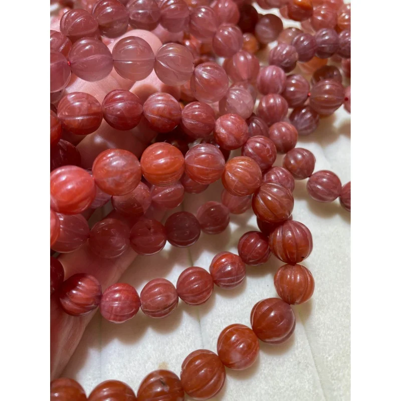 Factory Direct Sales South Red Baoshan Material Nanhong Bracelet Agate Pumpkin Beads