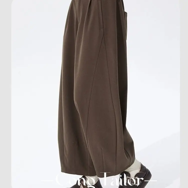 

Woolen Spring And Autumn Loose Casual Slim Wide-Leg Knickerbockers Pants
