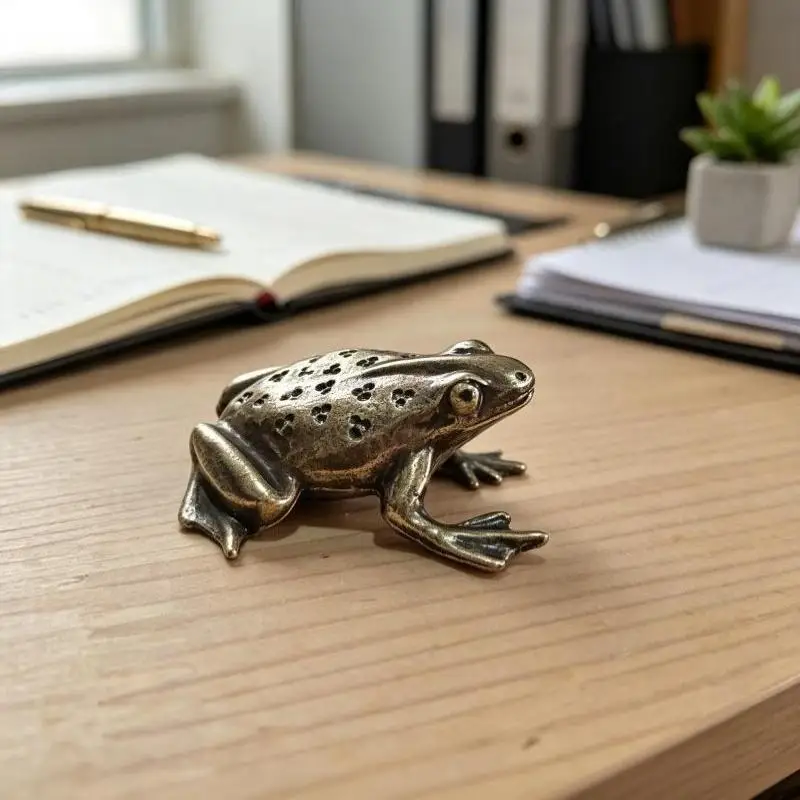Vintage Kupfer Mini-Tierfigur Frosch-Statue Ornamente für Zuhause und Büro Schreibtischdekoration Geschenke – Detail 3