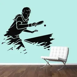 Ping Pong Sports Wall Sticker for Exercise Room Table Tennis Athlete Game Vinyl Wall Decal Living Room Kids Room Decoration W442