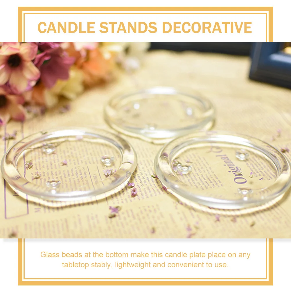 

2Pcs Transparent Glass Round Plates Holder Stands for Pillar Votive LED Candles Wedding Party Xmas