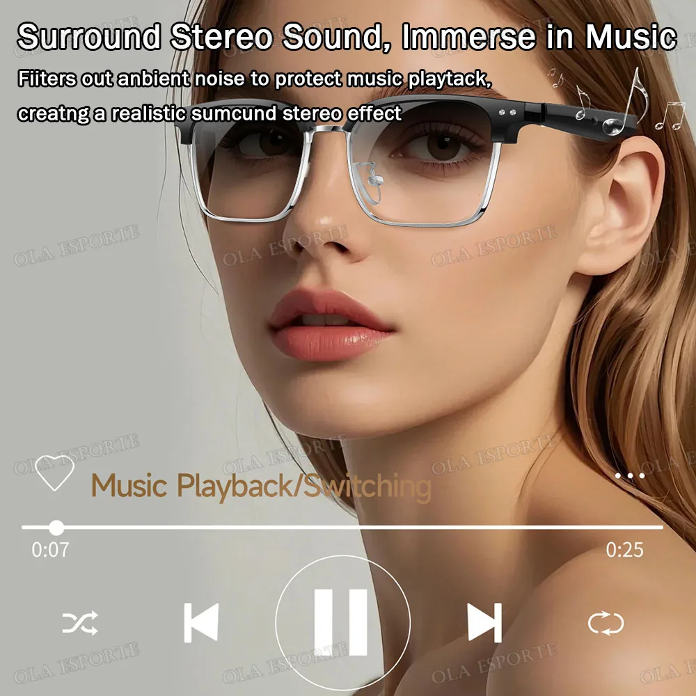 نظارات الترجمة الذكية AI بلوتوث مكالمة الموسيقى عن بعد 164 فيديو عبر الإنترنت مترجم اللغة ملاحظة صوتية UV400 النظارات الشمسية 2025
