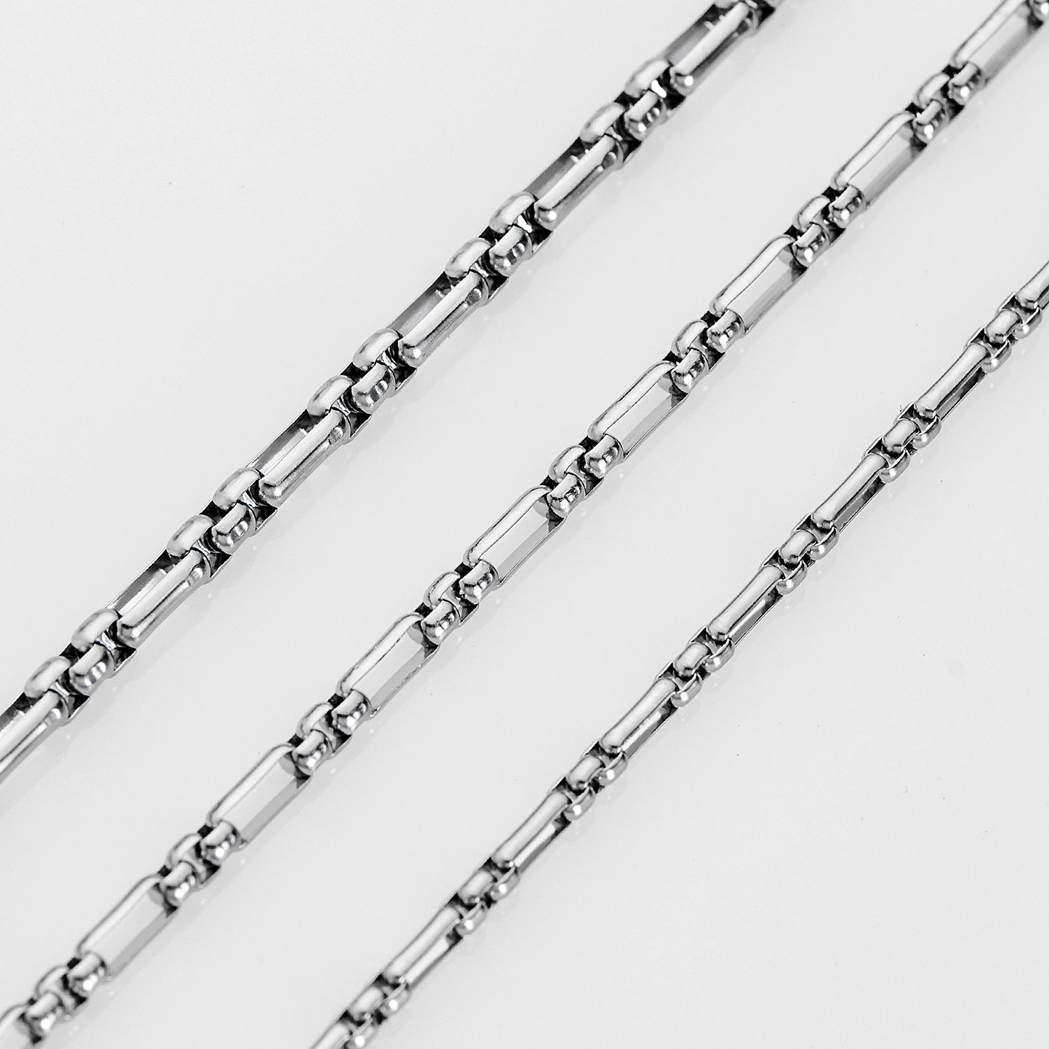 2,5mm/3,0mm/3,5mm Figaro Edelstahl Handgefertigte Lange Box Fußkette Halskette Quadratische Perle 3:1 NK Kette für DIY Schmuckherstellung – Detail 3