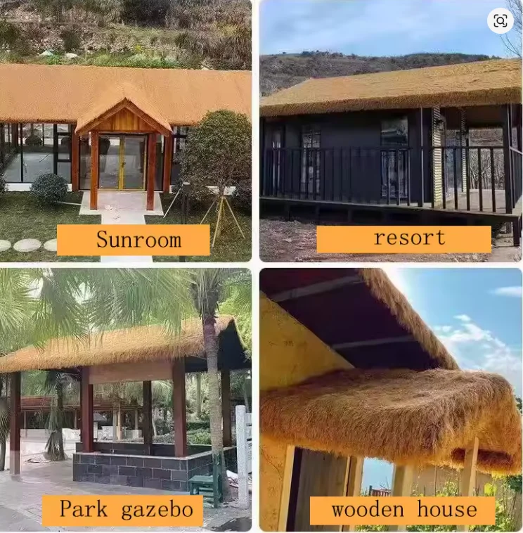 10-20 Meters Artificial Thatch Hairy Straw Roof Decorative Carpet Plastic Farmhouse Pavilion Homestay Wooden House Courtyard Rug