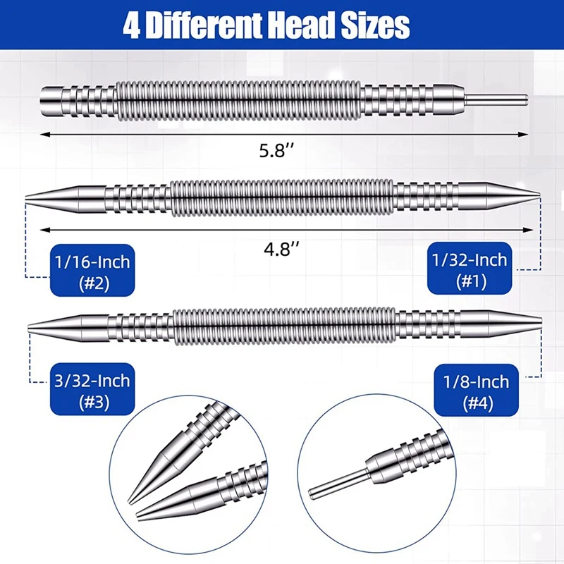 3 Pcs Dual Head Nail Setter And Hinge Pin Punch Set,Hammerless Spring Nail Punch Door Hinge Pin Remover Tool 5000 PSI