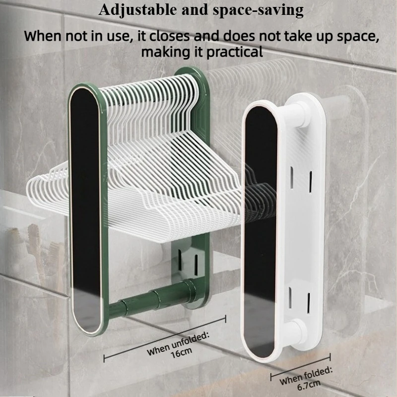 لون عشوائي 1 قطعة رف تخزين شماعات شرفة قابل للتمديد يُثبت على الحائط، لا حاجة لحفر الثقوب، خطاف منزلي متعدد الوظائف #5