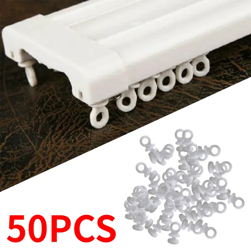 50pcs Plastic Curtain Track Hooks Runner Fit For Camper Van Motorhome Caravan Boat Ship Curtain Access Curtain Slide Rail Hook
