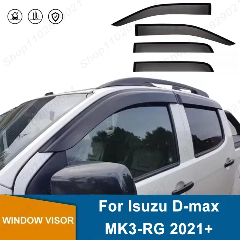 4Pcs Window Visor For Isuzu D-max Dmax MK3-RG 2021+ Weathershield Sun Rain Deflector Guard Car Window Deflector 2022 2023 2024