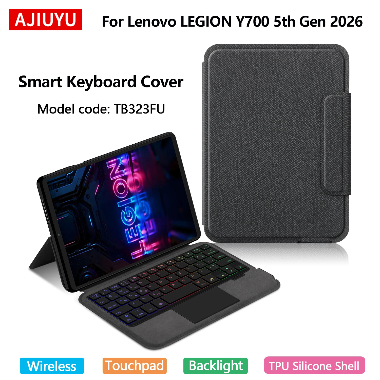 

Keyboard Cover For Lenovo Legion Y700 5th Generation 8.8" inch 2026 TB323FU Gaming Tablet Protective Case TouchPad Backlight