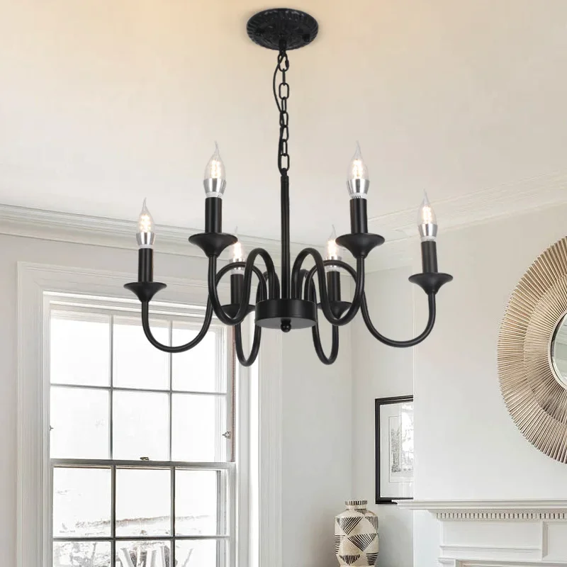 

American Retro Livingroom Dining Room Creative Bedroom Modern Minimalist French Candle Chandelier