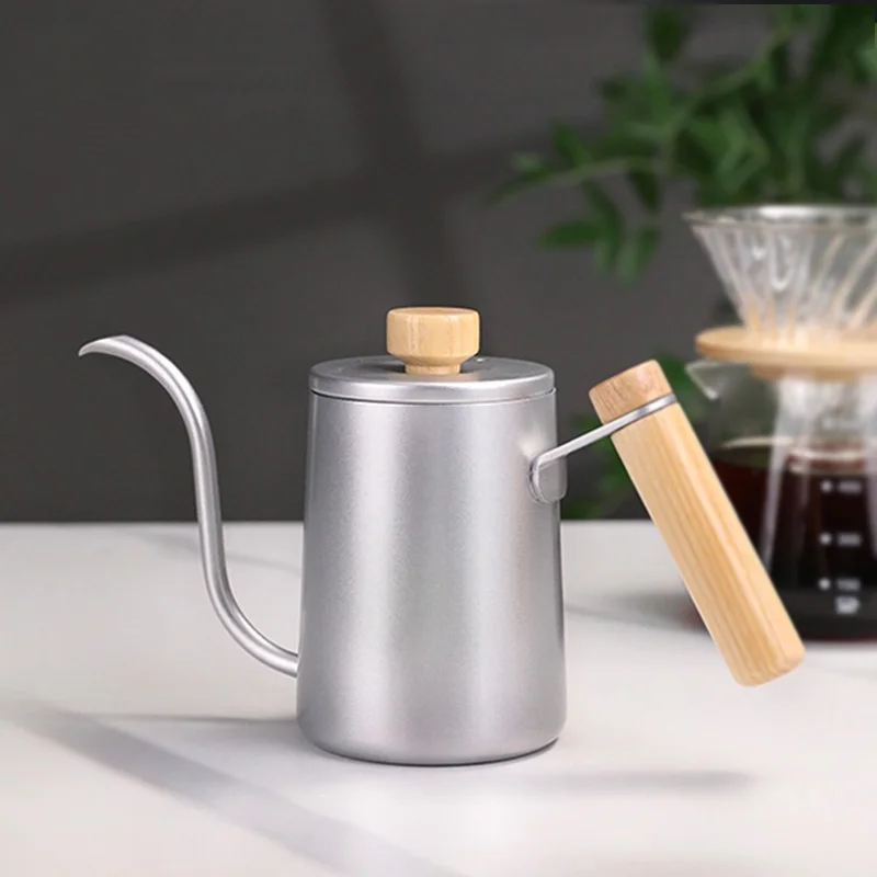 

Ручной кофейник YEFFAC из нержавеющей стали с деревянной ручкой и длинным носиком, капельный кофейник French Sle с тонким горлышком