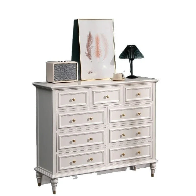 

American retro chest of drawers solid wood drawer storage cabinet storage living room old color chest of drawers bedroom large