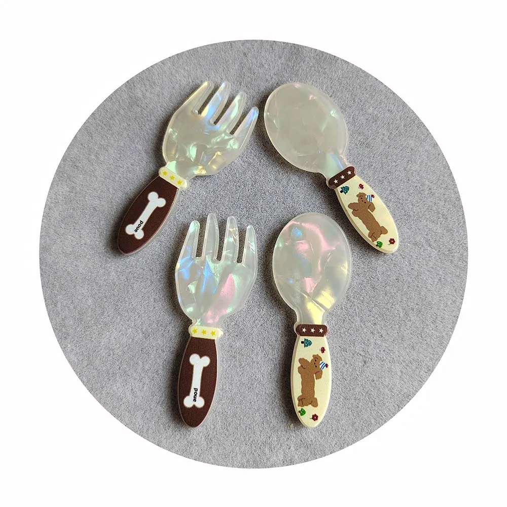 

Resin Simulation Tableware Spoon Shovel Charms Planar Acrylic Cabochon Phone Case Hair Jewelry Accessories