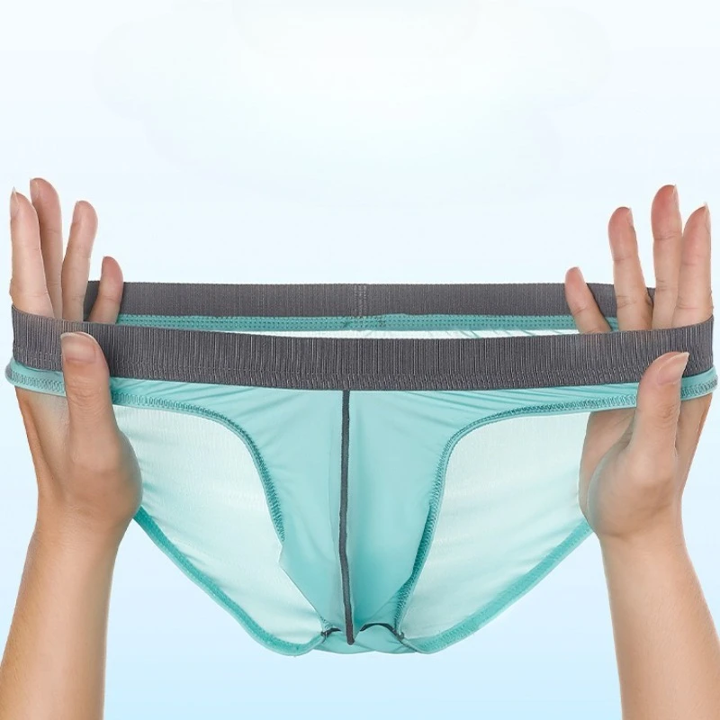 

Мужское сексуальное нижнее белье с низкой талией, трусики с выпуклостью, дышащие трусы, удобные мягкие трусы из ледяного шелка, прозрачные мужские трусы