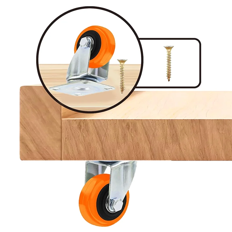 8PCS 1.5 Inch Casters Wheels Set 360° Swivel Universal Plate Caster Wheels For Storage Box/Small Furniture/Kitchen