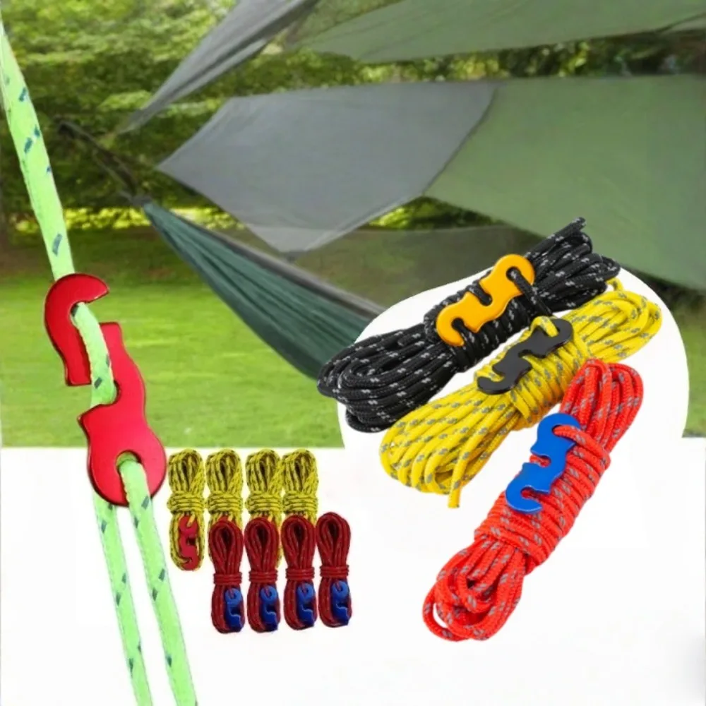 3MM Thick 4 Meter Outdoor Tent Rope for Camping Reflective Rope Windproof Reinforcement Durable Safety Belt Buckle Accessories