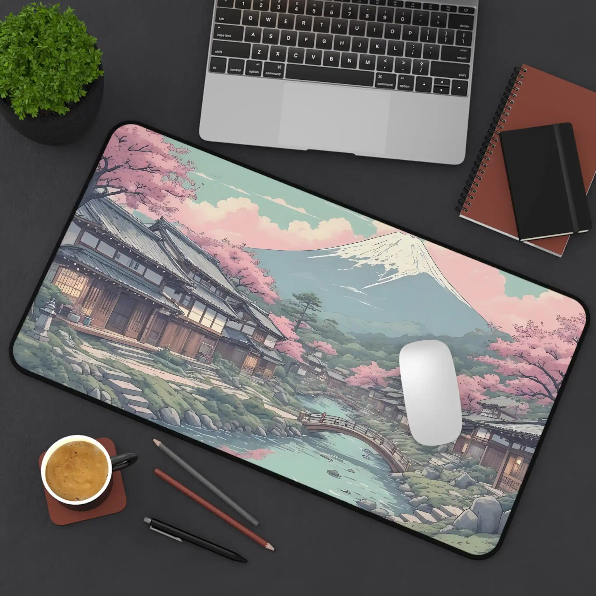 Japanese Village Table Mat,Non-slip and Waterproof Mouse Pad,Cute and Beautiful Desktop Protector,The Perfect Gift for Friends.