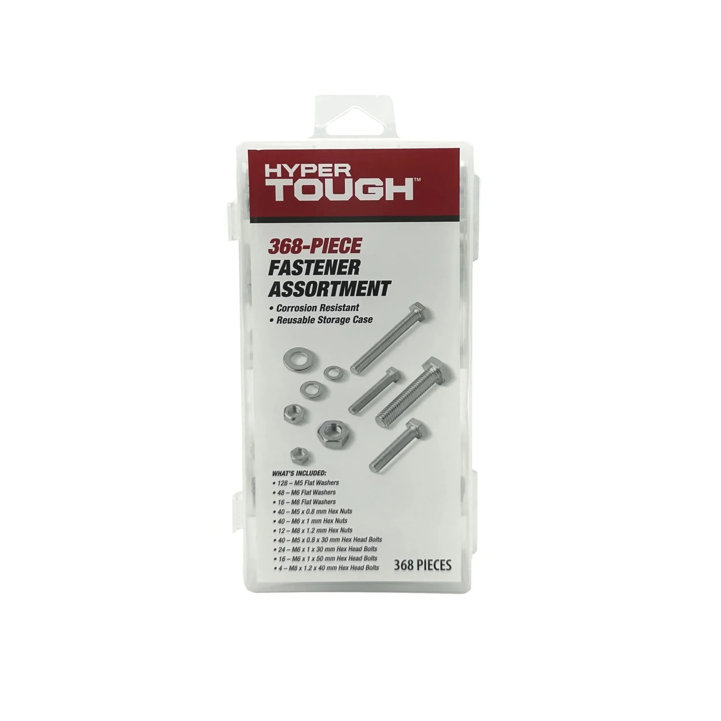 مجموعة مسامير برأس سداسية مكونة من 368 قطعة من صامولة الزين وغسالة الرأس مع حافظة وخيوط M5 وM6 وM8