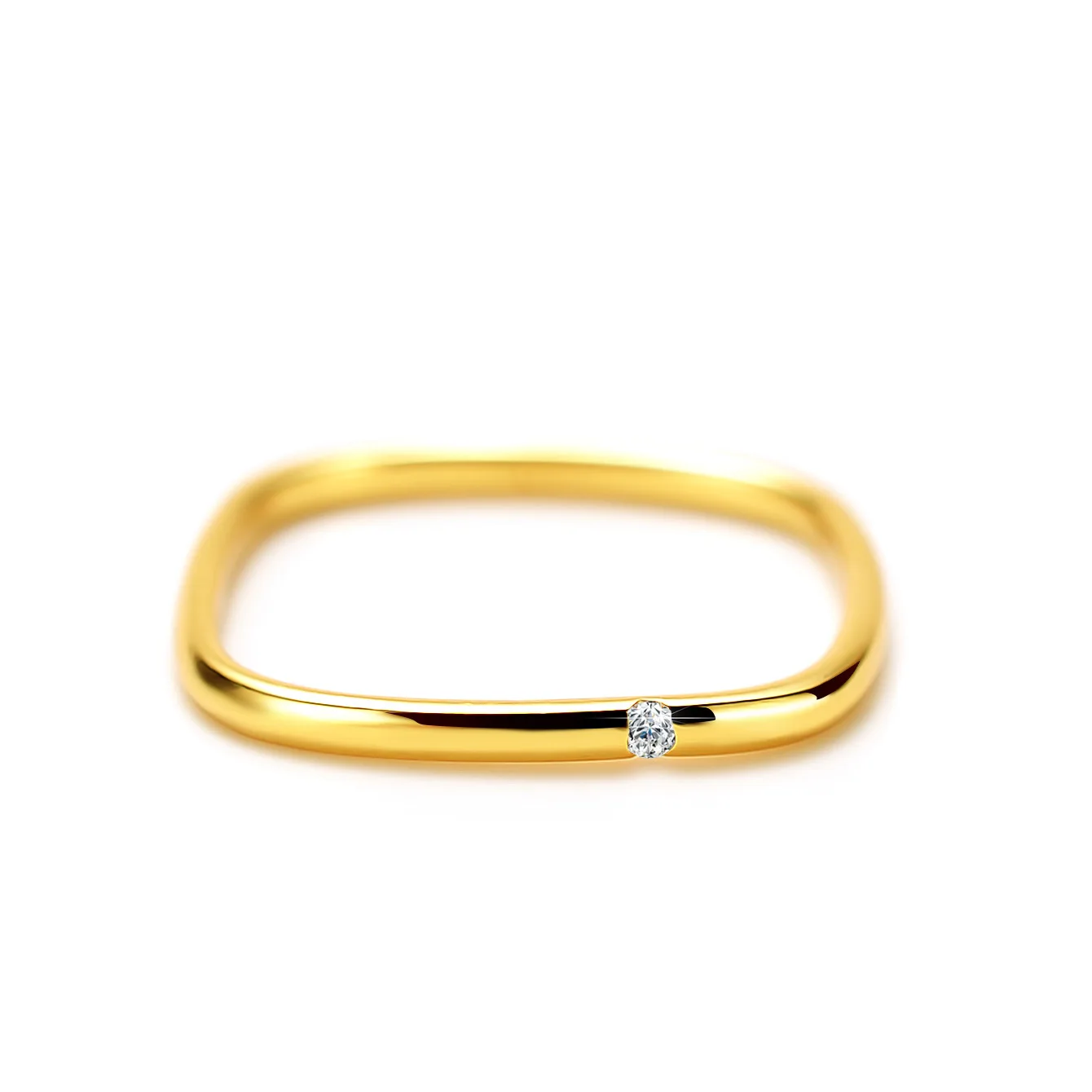 New AU999 gold ring small square ring female ins style 24K pure gold fashion small fresh square ring jewelry