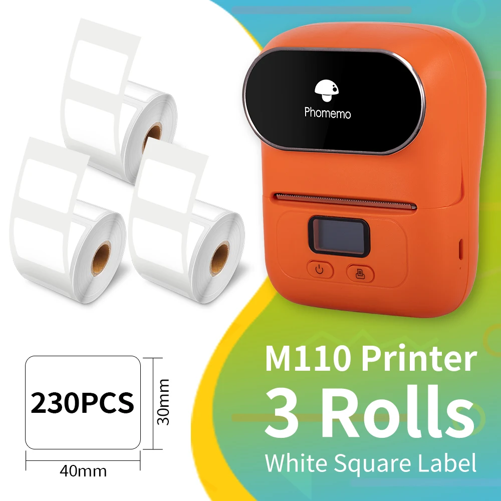 

M110 Thermal Printer Portable Label Printer Phomemo M110 Mini Wireless Thermal Mobile Label Maker With 3 Rolls Adhesive Stickers