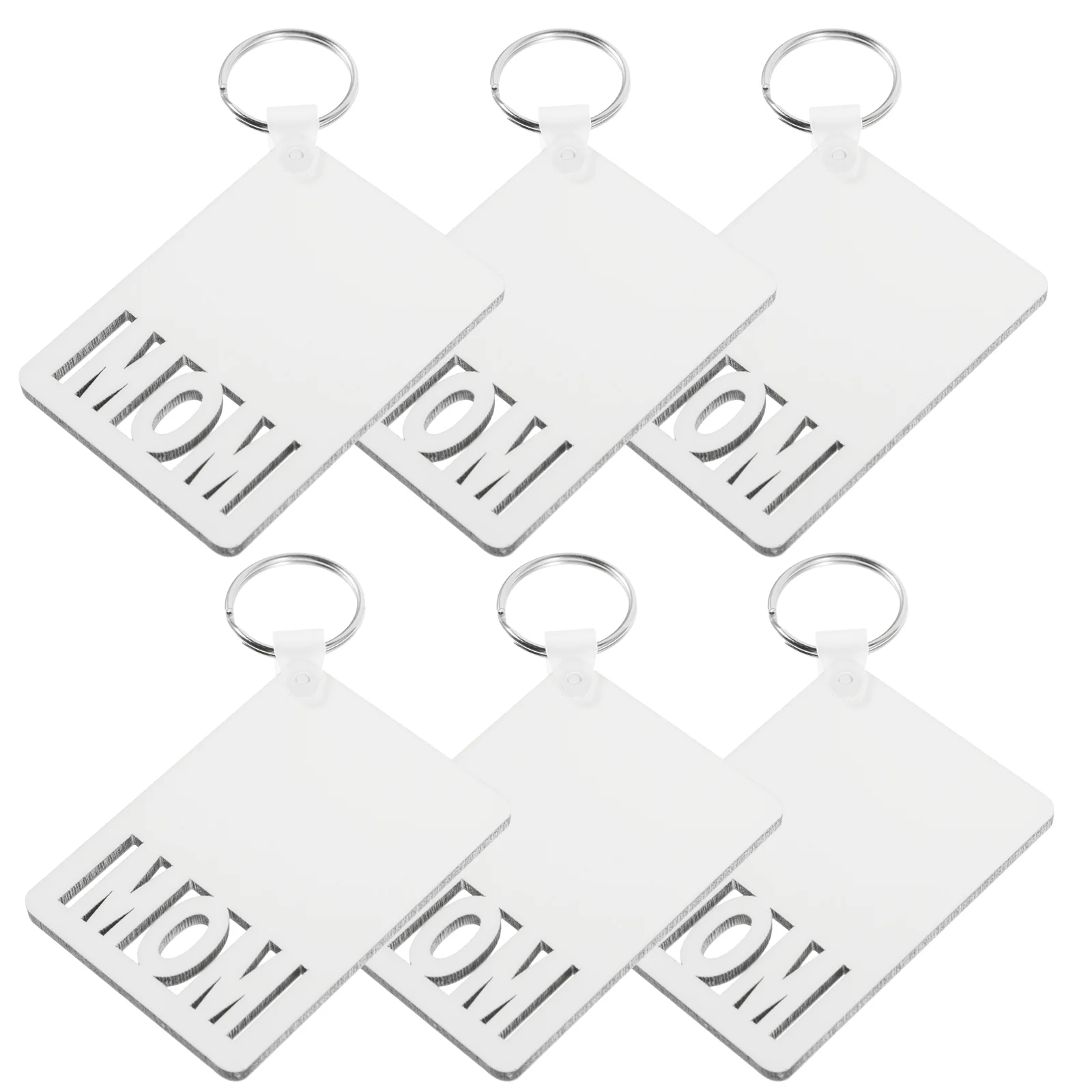 6 Pcs Badge Mother's Day Keychain Dad Holder Keychains Wooden DIY Sublimation Blanks Keyring